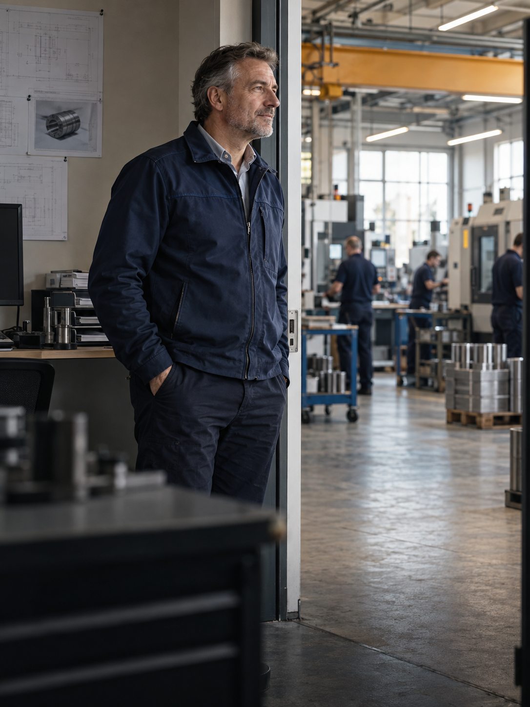An owner-manager connecting leadership with day-to-day production